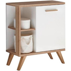 Xora Waschbeckenunterschrank Noventa, Weiß, Eiche, Holzwerkstoff, 1 Fächer, 60.5x65.0x33.0 cm, Made in Germany, stehend, Badezimmer,