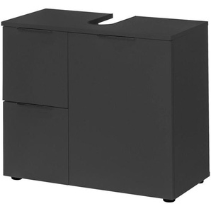 Xora Waschbeckenunterschrank Porto, Schwarz, Metall, 1 Fächer, 2 Schubladen, einzeln stellbar, 70x60x35 cm, Fsc, stehend, Badezimmer,