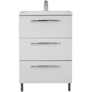 Xora Waschtischunterschrank , Weiß , Metall , 2 Schubladen , 60x77x43 cm , stehend, hängend , Badezimmer, Badezimmerschränke, Waschtischkombinationen