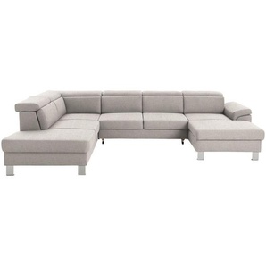 Xora Wohnlandschaft, Ecru, Textil, 5-Sitzer, U-Form, 320x226 cm, Stoffauswahl, seitenverkehrt erhältlich, Hocker Rücken echt, Wohnzimmer, Sofas &