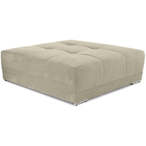 XXL-Hocker 120x120 cm für Big-Sofa Federkern Polstersitz Cord in Beige Grau / 15177