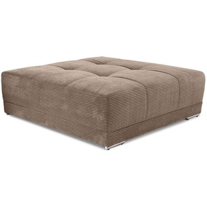 XXL-Hocker 120x120 cm für Big-Sofa Federkern Polstersitz Cord in Braun Taupe / 15178