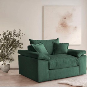 XXL-Sessel HOME AFFAIRE Soft&Cosy, grün (dunkelgrün), B:151cm H:93cm T:123cm, 100% Polyester, Sessel, in Cord, inklusive 2 Zierkissen