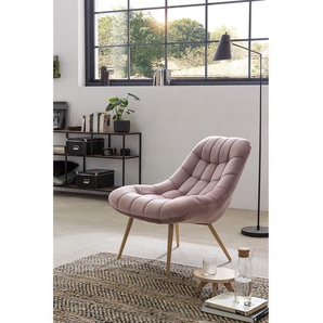 XXL Sessel Obelix Pink/Taupe Samt Braun 76 x 86 x 86cm