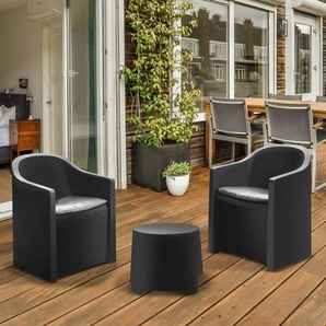 Xxxl Balkonset, Anthrazit, Kunststoff, 5-teilig, Füllung: Schaumstoff, Fleece, Made in Italy, Balkonmöbel, Balkonmöbel-Sets
