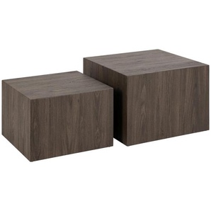 Xxxl Couchtischset, Dunkelbraun, Holzwerkstoff, 2-teilig, quadratisch, 58x40x50 cm, Wohnzimmer, Wohnzimmertische, Satztische