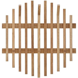 Garderobenpaneel Bantry, Natur, Holz, Eiche, massiv, 58x60x11 cm, Aufhängemöglichkeit, Garderobe, Garderobenpaneele, Garderobenpaneele