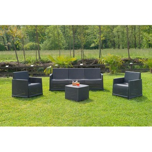 Xxxl Gartenset, Anthrazit, Kunststoff, 9-teilig, Füllung: Schaumstoff, Fleece, Made in Italy, abnehmbarer Boxdeckel, Balkonmöbel, Balkonmöbel-Sets