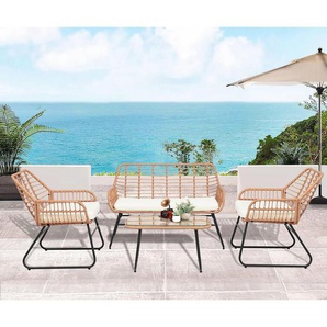 Xxxl Gartenset, Anthrazit, Natur, Metall, Kunststoff, Glas, Füllung: Schaumstoff, lichtecht, UV-beständig, Tische mit Glasplatte, Balkonmöbel,