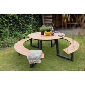 Gartenset, Anthrazit, Teak, Metall, Kunststoff, 3-teilig, 74 cm, gastro- und objekttauglich, Gartenmöbel, Gartenmöbel-Sets