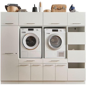 Xxxl Hauswirtschaftsraum Laundreezy, Weiß, Holzwerkstoff, 2 Schubladen, 235x200x67.5 cm, Waschküche, Hauswirtschaftsraum