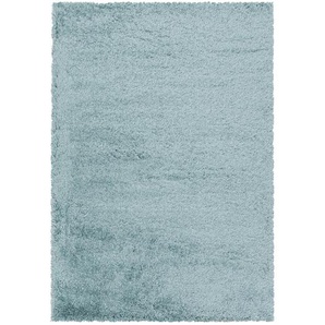 Xxxl Hochflorteppich Fluffy, Blau, Textil, Uni, rechteckig, 140x200 cm, Oeko-Tex® Standard 100, für Fußbodenheizung geeignet, schmutzabweisend,