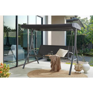 Xxxl Hollywoodschaukel, Anthrazit, Schwarz, Metall, Kunststoff, Textil, 192x166x120 cm, Gartenmöbel, Hollywoodschaukeln
