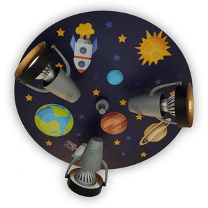 Xxxl Kinderdeckenleuchte, Mehrfarbig, Kunststoff, Holzwerkstoff, rund,rund, 35x35x15 cm, verstellbare Spotlights, Lampen & Leuchten, Innenbeleuchtung,