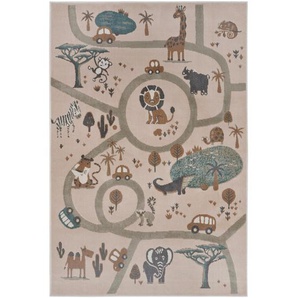 Xxxl Kinderteppich Adventures, Mehrfarbig, Beige, Kunststoff, Tier, rechteckig, 120x170 cm, Oeko-Tex® Standard 100, für Fußbodenheizung geeignet, in