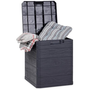 Xxxl Kissenbox, Anthrazit, Kunststoff, Holzoptik, 1 Fächer, 42.5x50x44 cm, Deckel aufklappbar, UV-beständig, absperrbar, Aufbewahrung & Schutzhüllen,
