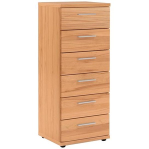 Xxxl Kommode, Buche, Metall, Kernbuche, furniert,furniert, massiv,massiv, 6 Schubladen, 42x107x39 cm, Goldenes M, Made in Germany, DGM-Klimapakt,