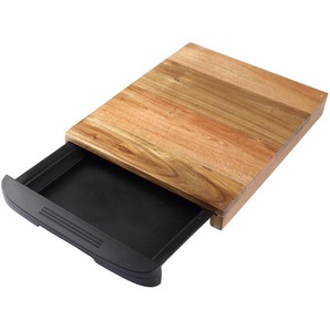 Xxxl Schneidebrett, Schwarz, Akazie, Holz, Kunststoff, Akazie, vollmassiv, 24.8x3.5x37.3 cm, Lfgb, Auffangwanne, Küchenzubehör, Schneidebretter