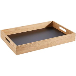 Xxxl Serviertablett, Braun, Schwarz Hochglanz, Naturmaterialien, rechteckig, 48x6x32 cm, robust, Tischkultur & Servieren, Tabletts