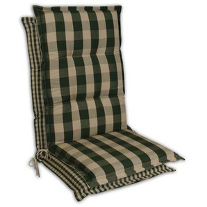 Sesselauflage, Beige, Grün, Textil, Karo, Füllung: Schaumstoff, Vlies, 50x9x120 cm, Made in Germany, Outdoor-Kissen, Gartenstuhlauflagen
