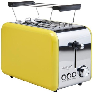 Xxxl Toaster, Gelb, Metall, Kunststoff, 32x23x19 cm, Krümelschublade, Brötchenaufsatz, Auftaufunktion, Aufwärmfunktion, Cool-Touch-Gehäuse,