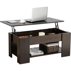 Yaheetech Couchtisch mit Höhenverstellbarer Platte Kaffeetisch ausziehbarer Wohnzimmertisch Sofatisch für Wohnzimmer, Büro 610904 Espresso