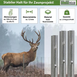 Z-Profil Zaunpfosten 150 cm feuerverzinkt 10x Zaunpfähle 1,5 mm Stärke gestanzte Haken Forstprofil