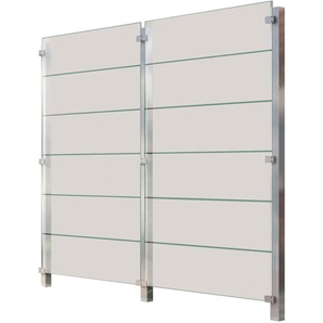 Zaun Zaunelemente Glaszaun, Gesamtlänge: 2,17 m, 3 Pfosten Gr. L: 2,17 m, silberfarben Zaunelemente