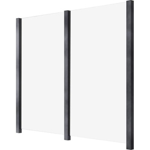 Zaun Zaunelemente Glaszaun, Gesamtlänge: 2,29 m, 3 Pfosten Gr. L: 2,29 m, grau Zaunelemente
