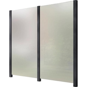 Zaun Zaunelemente Glaszaun, Gesamtlänge: 2,29 m, 3 Pfosten Gr. L: 2,29 m, grau (anthrazit) Zaunelemente