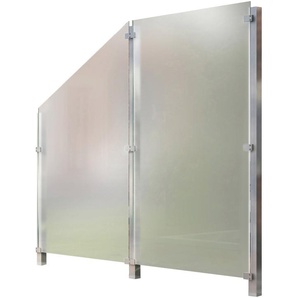 Zaun Zaunelemente Glaszaun, Gesamtlänge: 2,29 m, 3 Pfosten Gr. L: 2,29 m, silberfarben Zaunelemente
