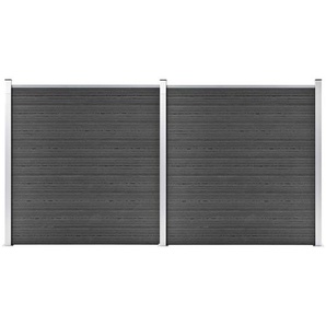 Zaunelement Set WPC 353x186 cm Schwarz