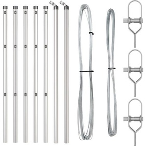 Zaunpfosten 7 Stück Ø32 mm 80 cm Verzinkter Stahl Vidaxl