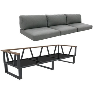 Zebra Belvedere 3-Sitzer Loungesofa, verstellbar, graphite - Tuva medium grey 3681-3671