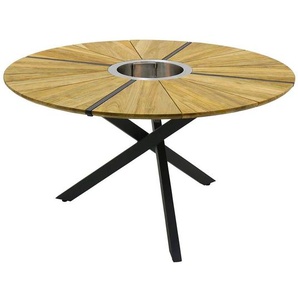 Zebra Oryx Edge Tisch  Alu. Teak (Ø 135x75 cm)