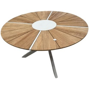 Zebra Oryx Tisch Teak weiß Ø 135cm |  inkl. Einleger