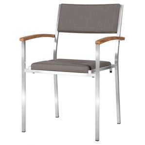 Zebra Sessel Quadux , Rahmen aus Edelstahl mit Leisuretexbezug in taupe lava
