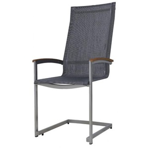 Zebra Stapelsessel Setax Swing Highback in midnight grey mit Teakarmlehne 75%PVC/25%Polyester