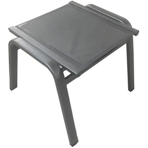 Zebra Süd Gartenhocker , Graphit, Grau , Holz, Metall, Textil , Teakholz , rechteckig , 58x50x45.5 cm , Gartenmöbel, Gartenstühle, Gartenhocker