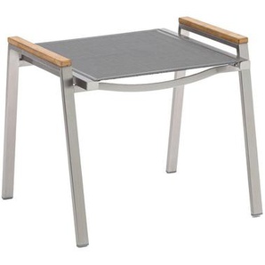 Zebra Süd Gartenhocker One , Dunkelgrau, Teak , Holz, Textil , Teakholz , massiv , 49x47x54 cm , Gartenmöbel, Gartenstühle, Gartenhocker