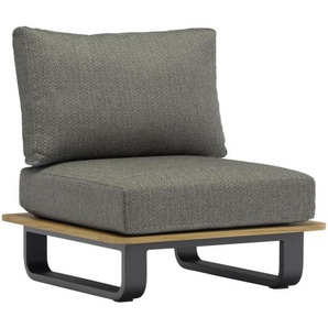 Zebra Süd Loungesessel, Graphit, Grau, Teak, Holz, Metall, Textil, Teakholz, massiv, Kufe, 80x65x83 cm, Loungemöbel, Lounge-Sessel