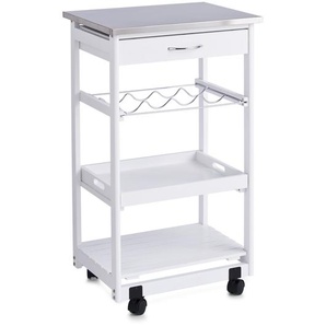 Zeller Küchenrollwagen m. Edelstahltop, weiß 13772