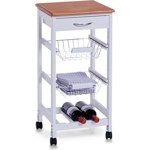 Zeller Küchenrollwagen, weiß/Holz-Dekor, MDF 13773