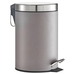 Metallstreifen, Grau LINO 3 Liter Abfalleimer Metall Treteimer Eimer Badeimer Kosmetikeimer Mülleimer