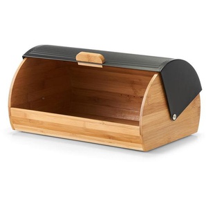 Zeller Present Brotkasten, Schwarz, Metall, Bambus, rechteckig, 39x27x19 cm, Küchenzubehör, Brotkästen & -Körbe