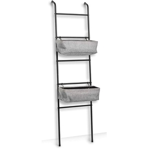 Dekoablage ZELLER PRESENT Leiter-Regal m. 2 Körben, Metall, schwarz/grau Aufbewahrungsboxen Gr. B/H/T: 43 cm x 168 cm x 23 cm, schwarz Dekoschalen Dekotabletts