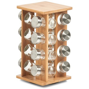 Gewürzständer ZELLER PRESENT Gewürzstreuer braun (natur, transparent) Gewürzständer Gewürzstreuer Bambus, inkl. 16 Gewürzgläser
