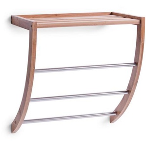 Zeller Present Handtuchhalter, Natur, Holz, Metall, Bambus, Hartholz, 38x40x24 cm, Badaccessoires, Duschzubehör, Handtuchhalter