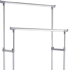 Kleiderständer ZELLER PRESENT Garderobenständer silberfarben Garderobenständer auf Rollen, höhenverstellbar 93,5-170 cm