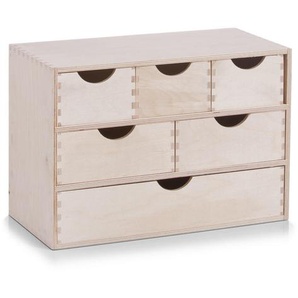 Zeller Present Regal, Natur, Holz, Birke, Hartholz, 6 Schubladen, 40x20x28 cm, Wohnzimmer, Regale, Bücherregale